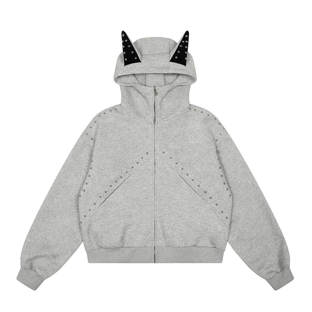 Rivet Devil Ear Hoodie - Thrashink