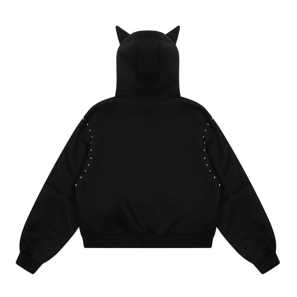 Rivet Devil Ear Hoodie - Thrashink