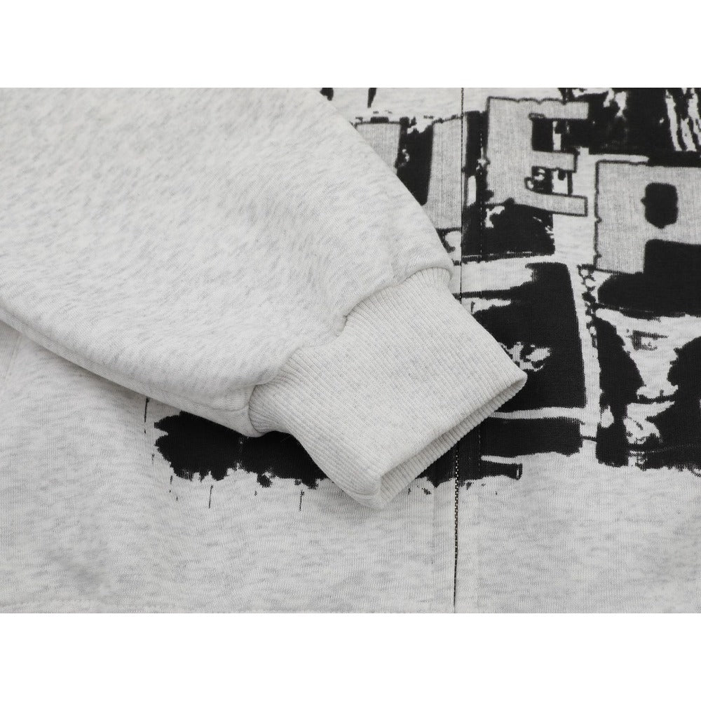 Rock Band Print Fur Collar Hoodie Jacket - Thrashink