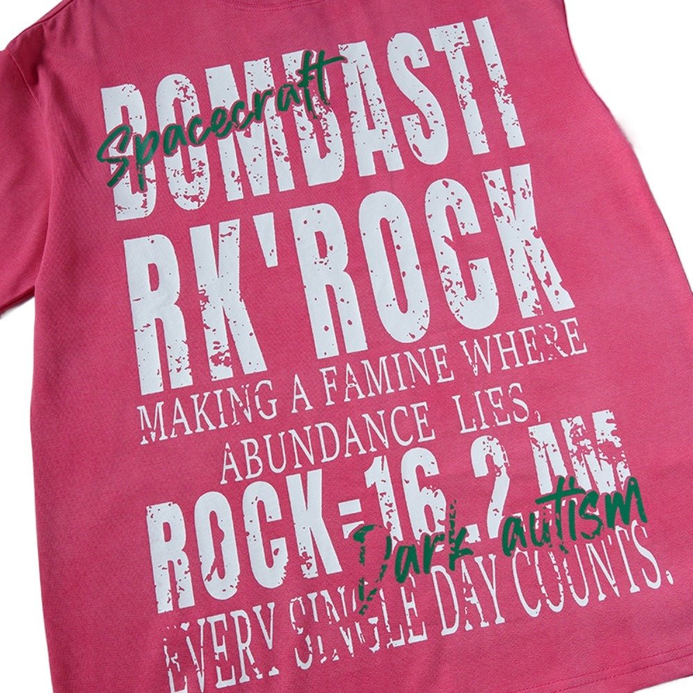 Rock - Themed Print Distressed T-Shirt - Thrashink