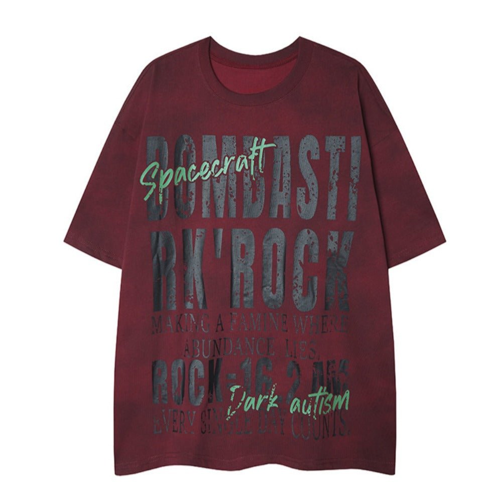 Rock - Themed Print Distressed T-Shirt - Thrashink