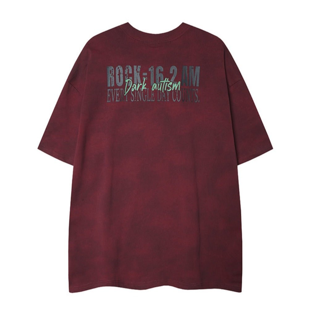 Rock - Themed Print Distressed T-Shirt - Thrashink