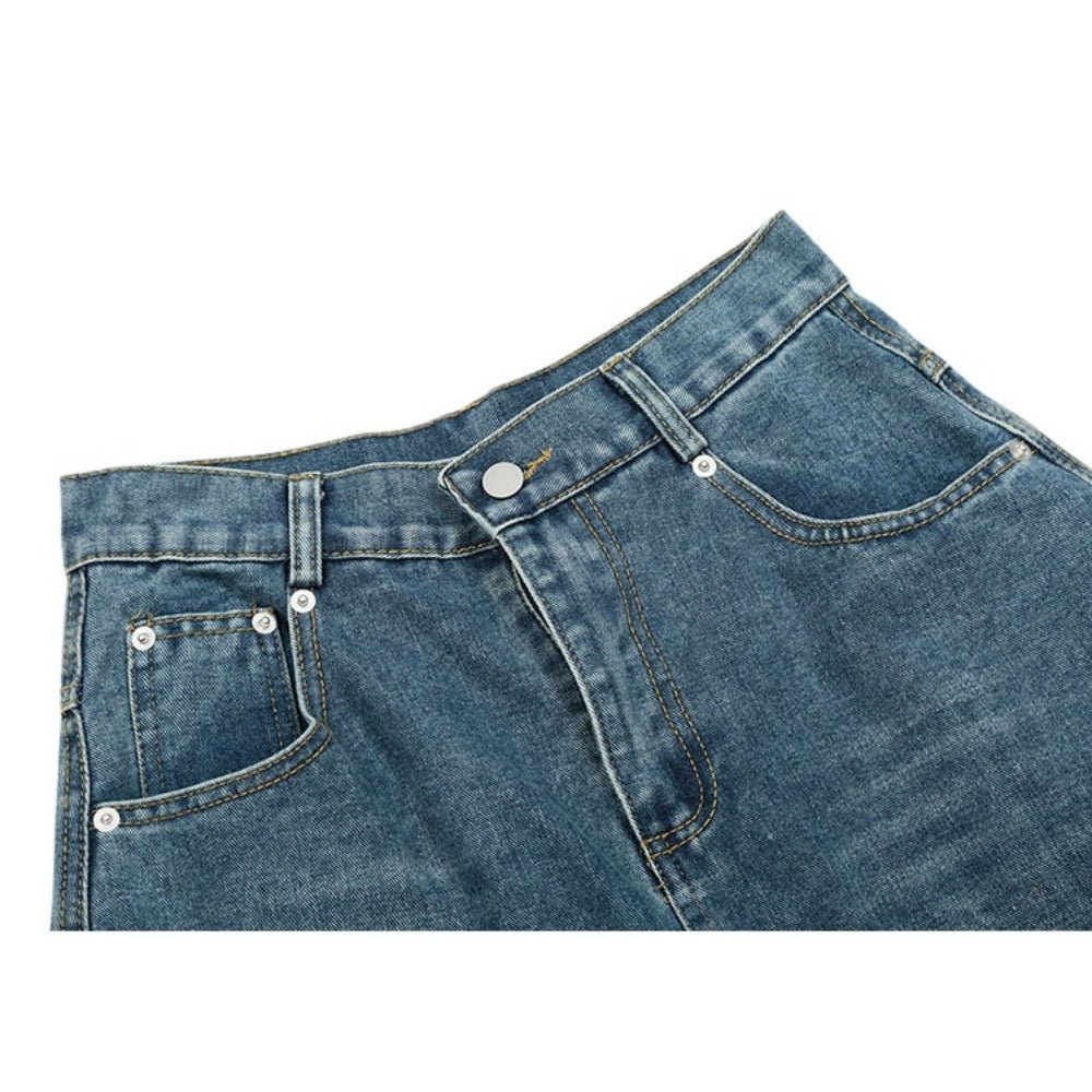 Rose Embroidered Baggy Distressed Jeans - Thrashink
