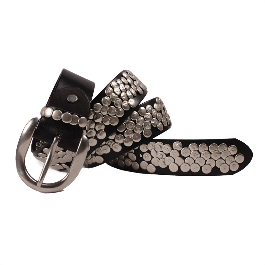 Round Rivet Leather Belt - Thrashink