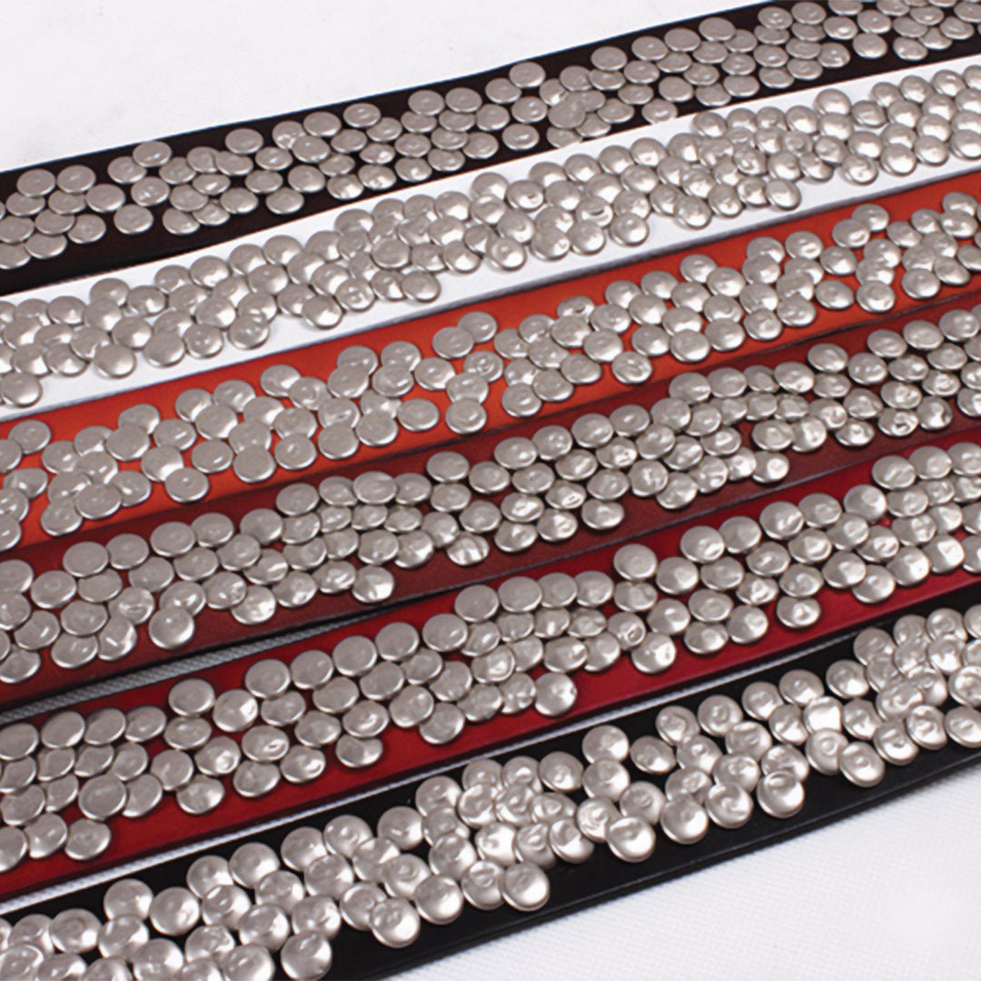 Round Rivet Leather Belt - Thrashink