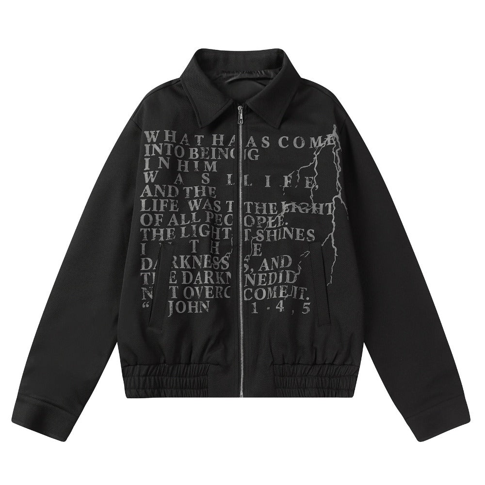 Scripture Lightning Print Jacket - Thrashink