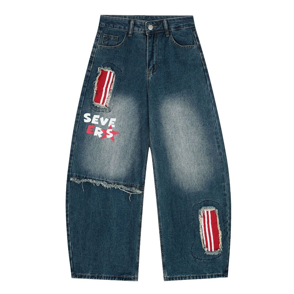 Seve Patchwork Distressed Jeans - Thrashink