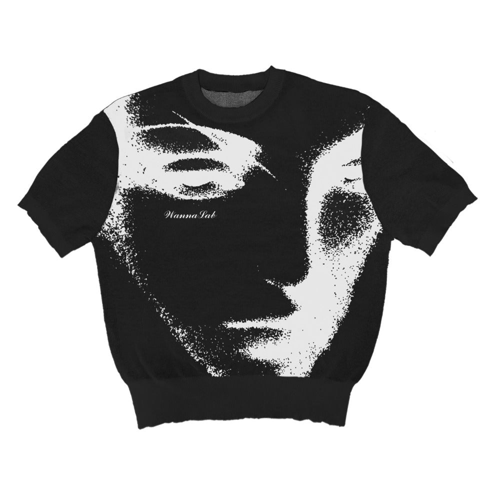 Shadowed Artistic Visage Knit T-Shirt - Thrashink