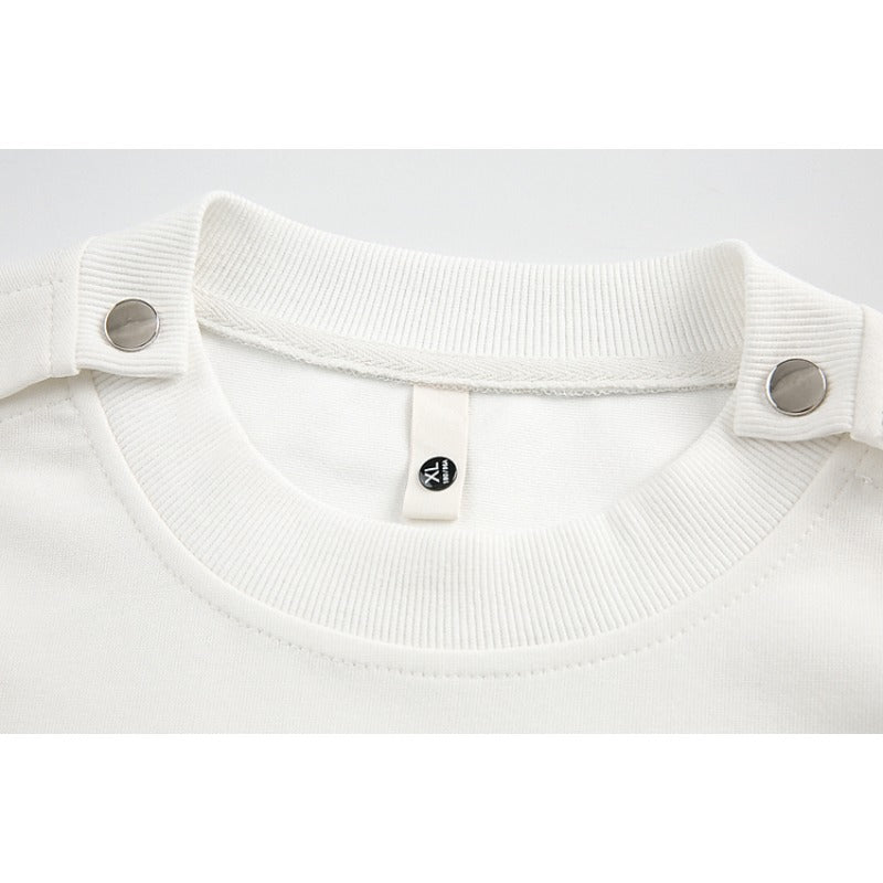 Shoulder Buckle Short Sleeve T-Shirt - Thrashink