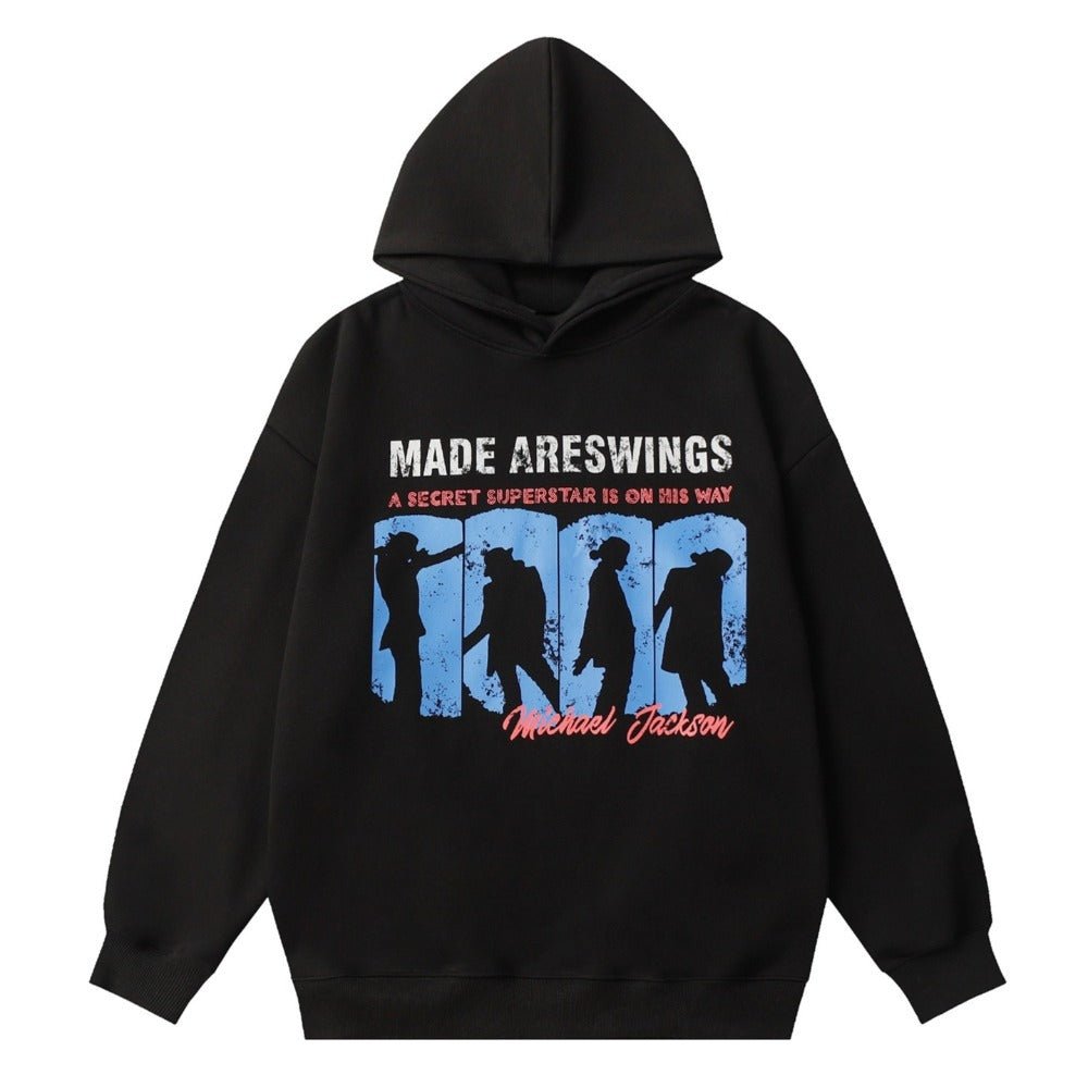 Silhouette Lettering Print Hoodie - Thrashink