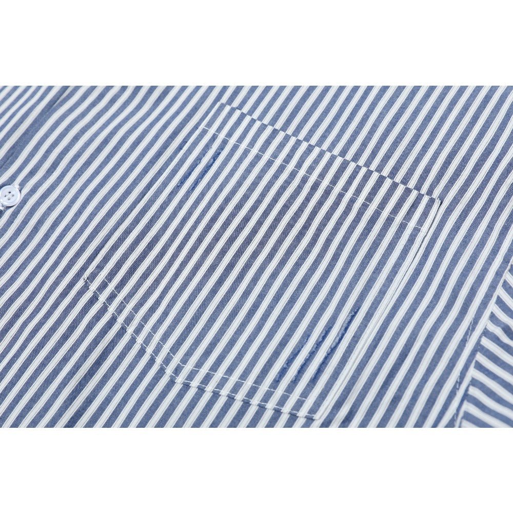 Silhouette Striped Washed Long - sleeve Shirt - Thrashink