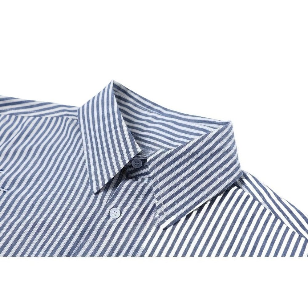 Silhouette Striped Washed Long - sleeve Shirt - Thrashink