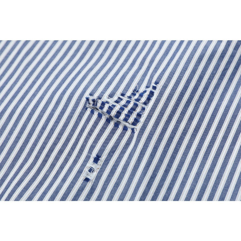 Silhouette Striped Washed Long - sleeve Shirt - Thrashink