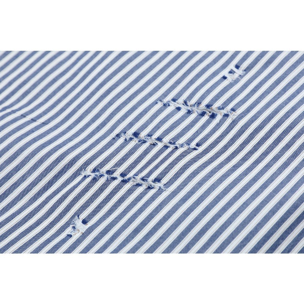 Silhouette Striped Washed Long - sleeve Shirt - Thrashink