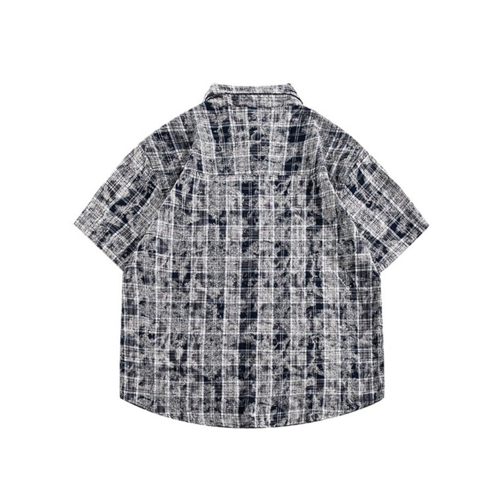 Simple Hem Paneled Plaid Shirt - Thrashink