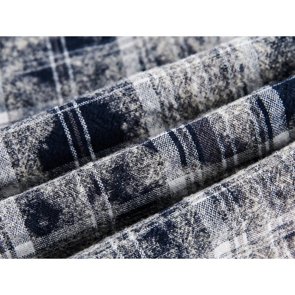 Simple Hem Paneled Plaid Shirt - Thrashink