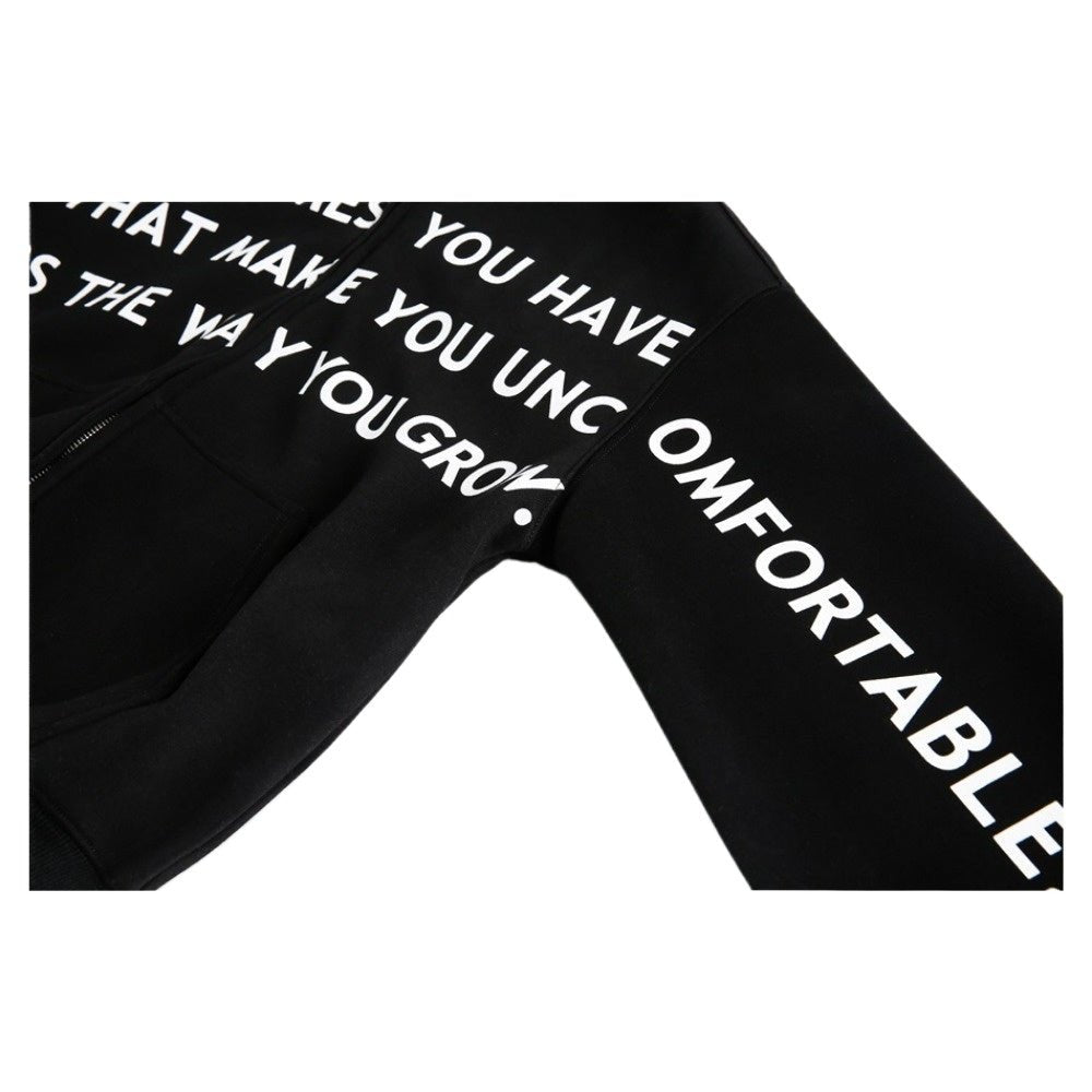 Simple Letter Print Cardigan Hoodie - Thrashink