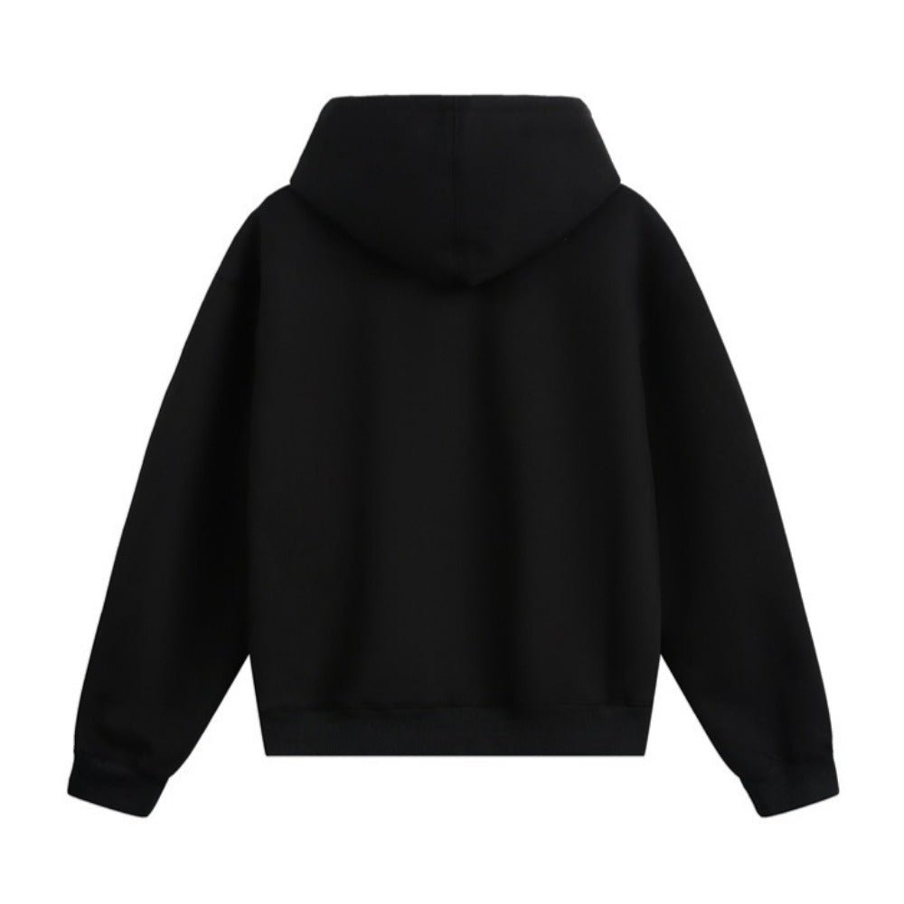 Simple Letter Print Cardigan Hoodie - Thrashink