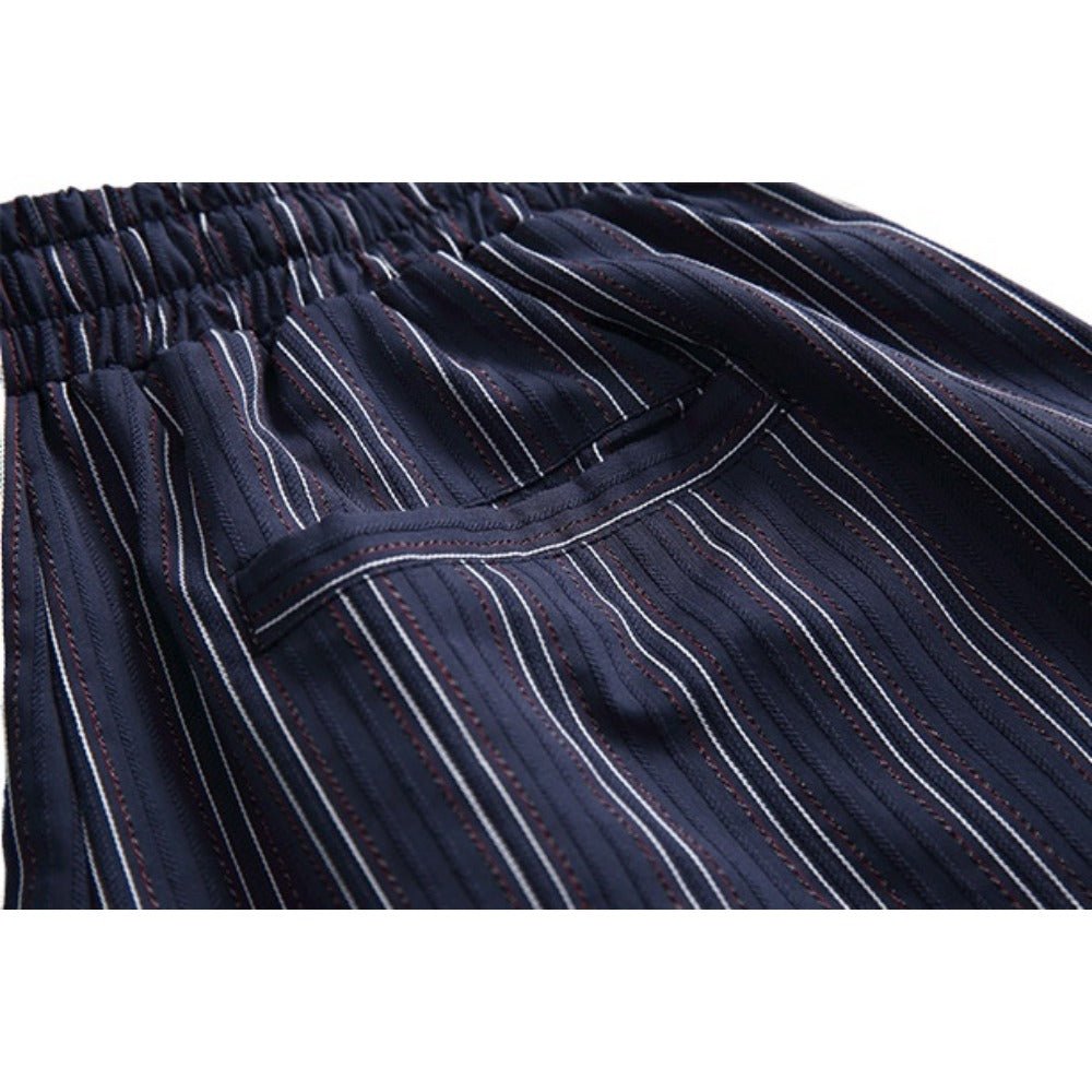 Simple Striped Elastic Waist Shorts - Thrashink