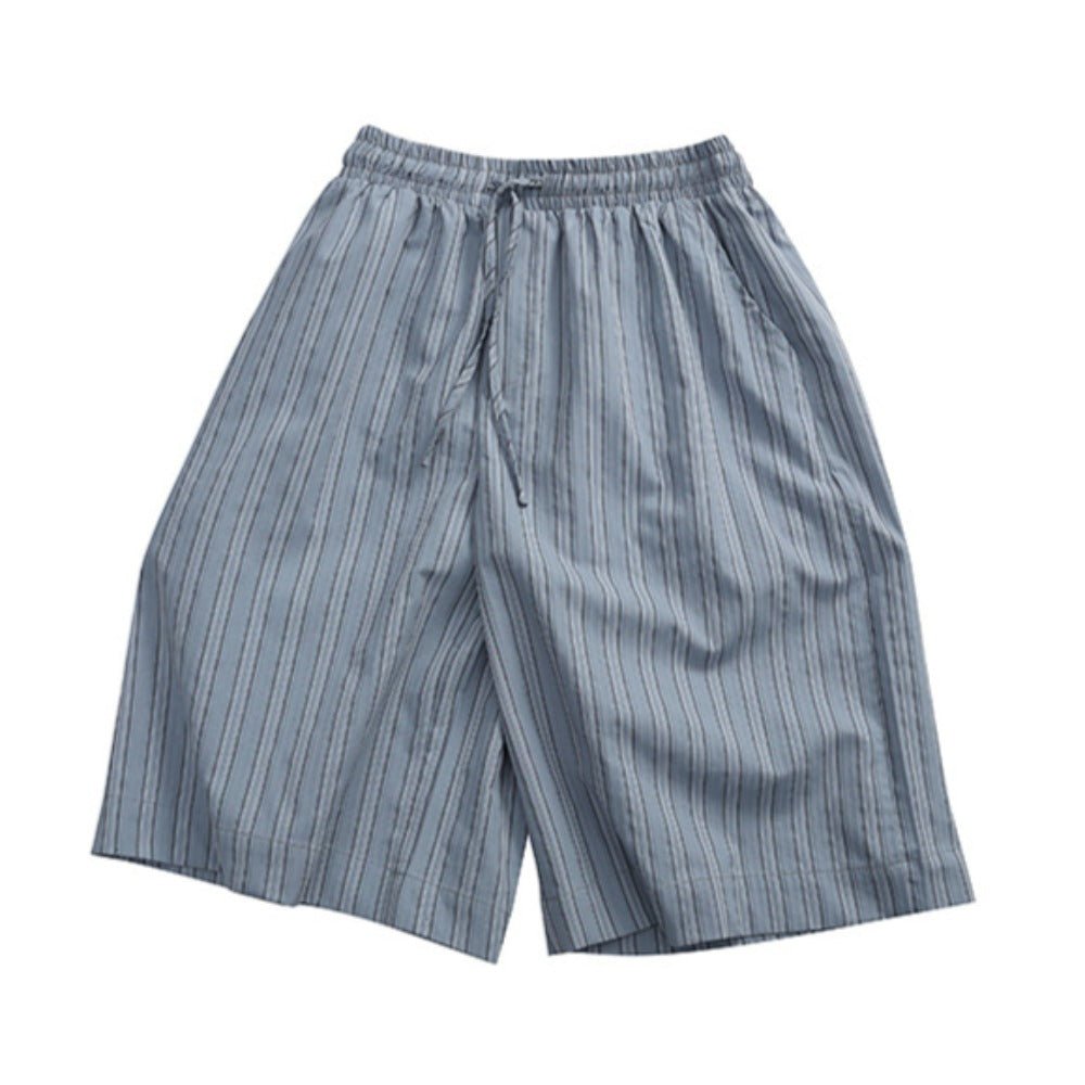 Simple Striped Elastic Waist Shorts - Thrashink