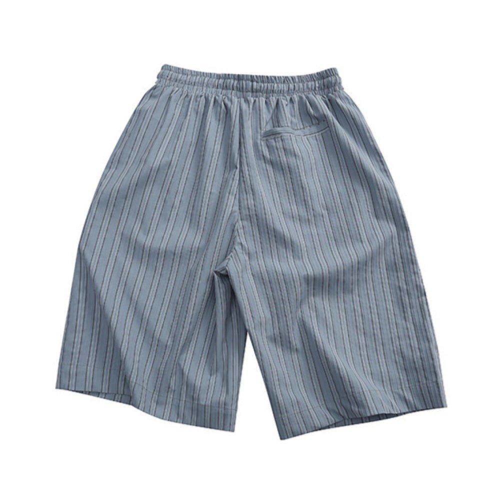 Simple Striped Elastic Waist Shorts - Thrashink