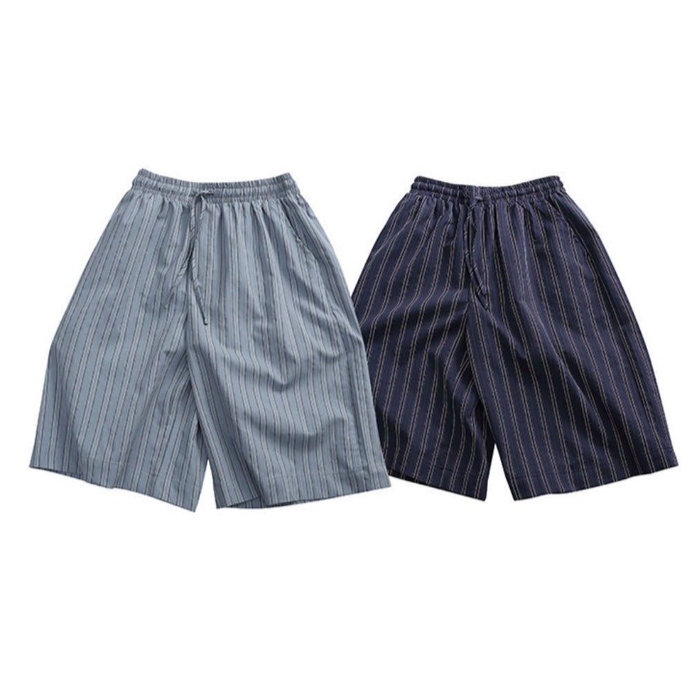 Simple Striped Elastic Waist Shorts - Thrashink