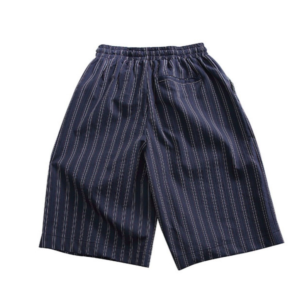 Simple Striped Elastic Waist Shorts - Thrashink