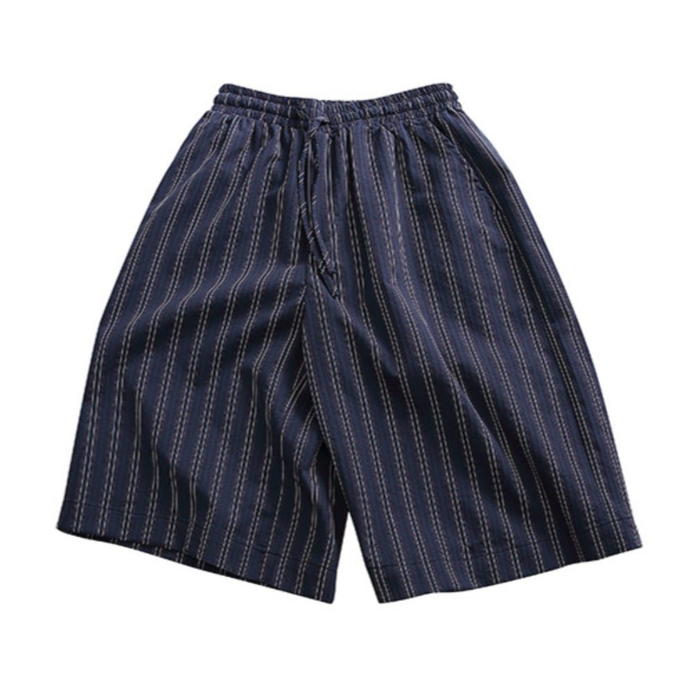 Simple Striped Elastic Waist Shorts - Thrashink