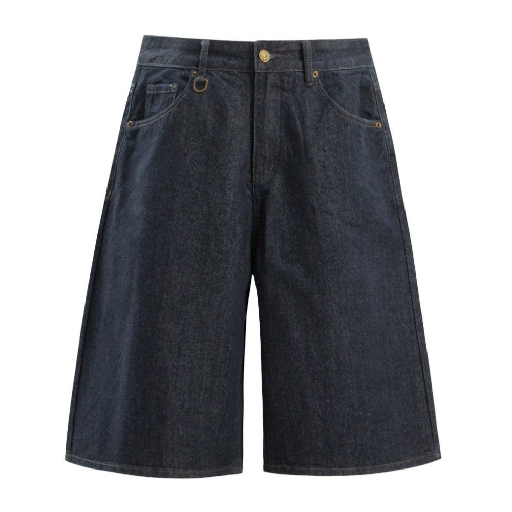 Simple Vintage Washed Raw Capri Pants - Thrashink