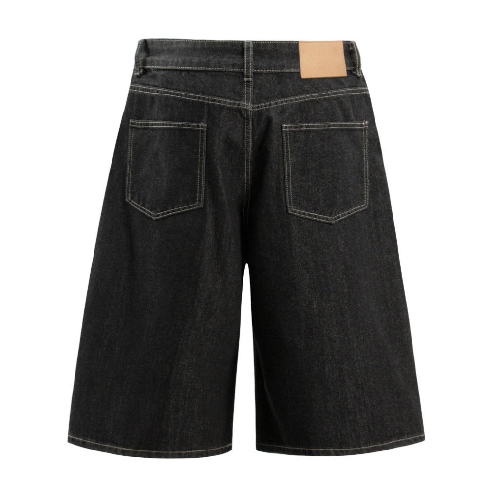 Simple Vintage Washed Raw Capri Pants - Thrashink