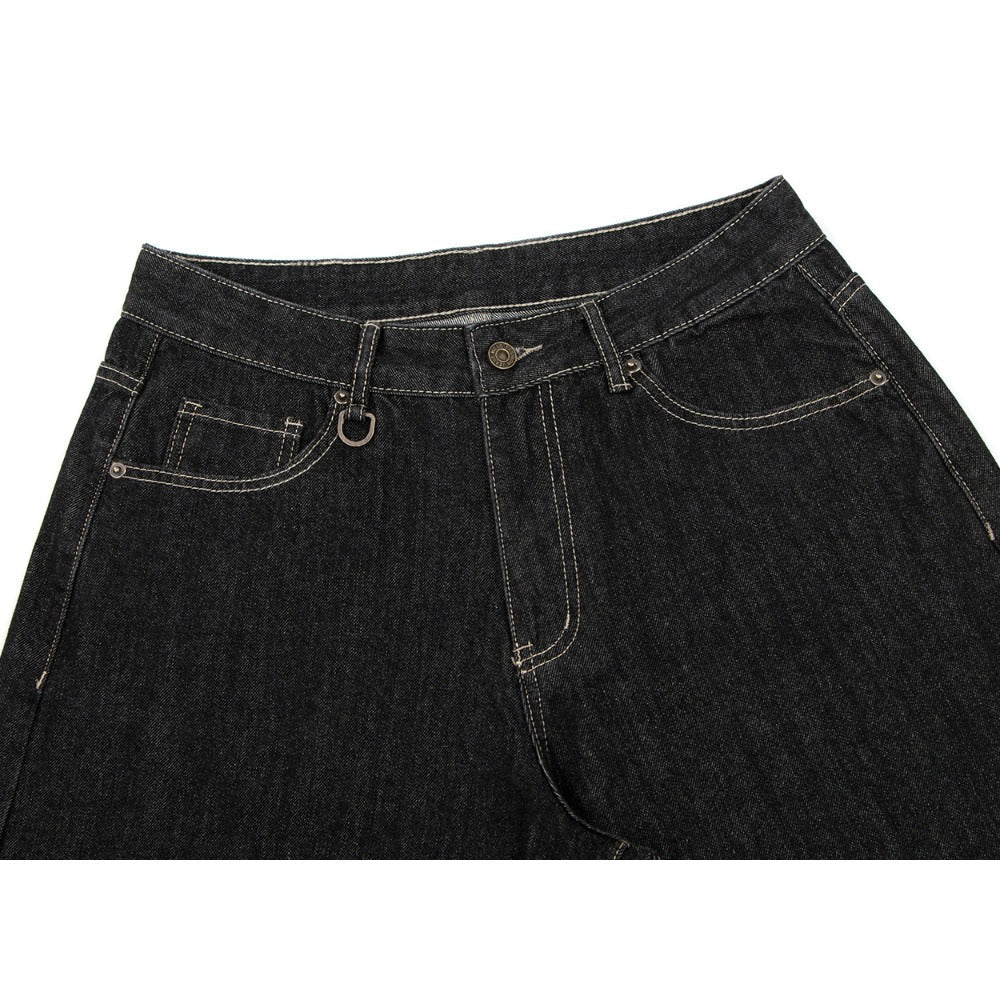Simple Vintage Washed Raw Capri Pants - Thrashink