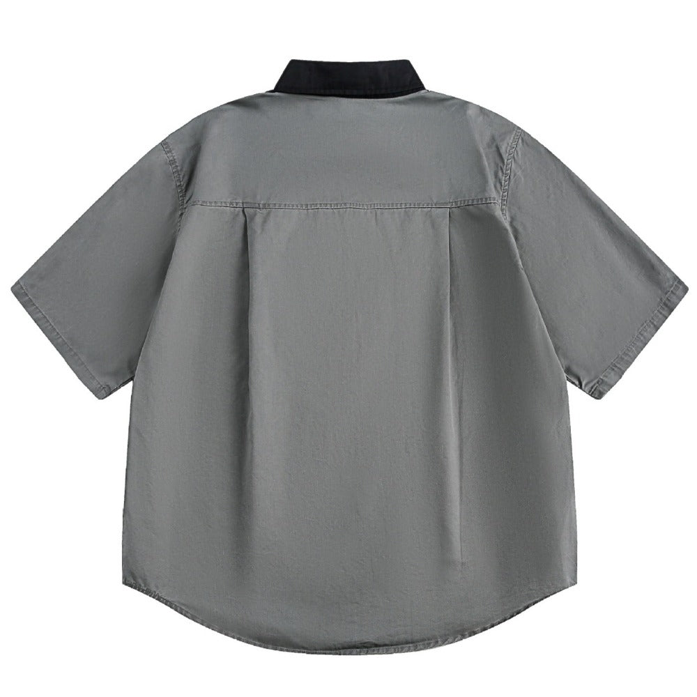 Simple Washed Workwear Shirt - Thrashink