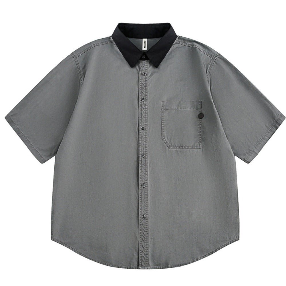Simple Washed Workwear Shirt - Thrashink