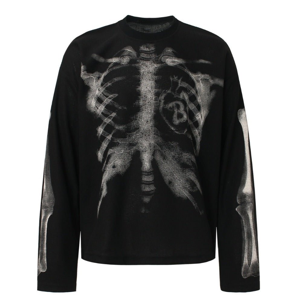 Skeleton Graphic Long Sleeve T-Shirt - Thrashink