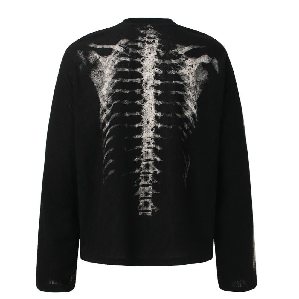 Skeleton Graphic Long Sleeve T-Shirt - Thrashink