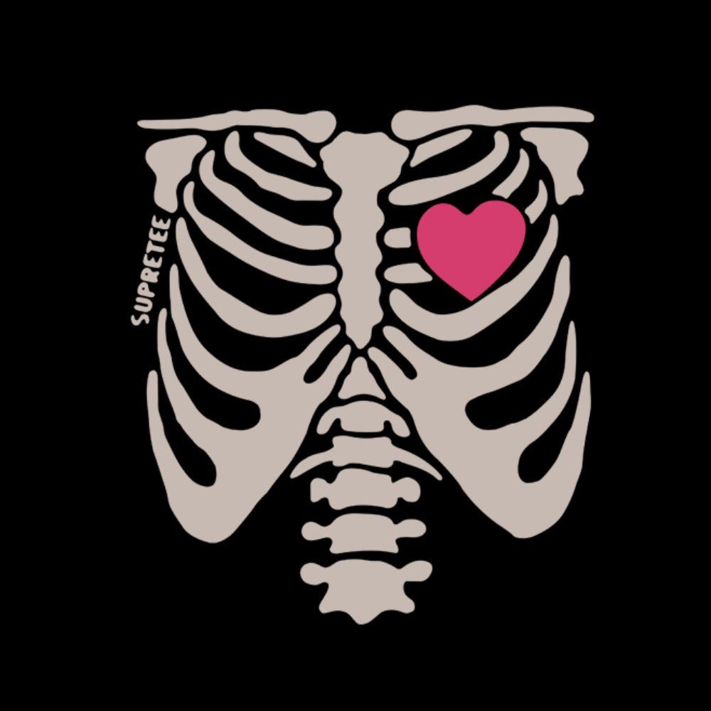 Skeleton Heart Printed T-Shirt - Thrashink