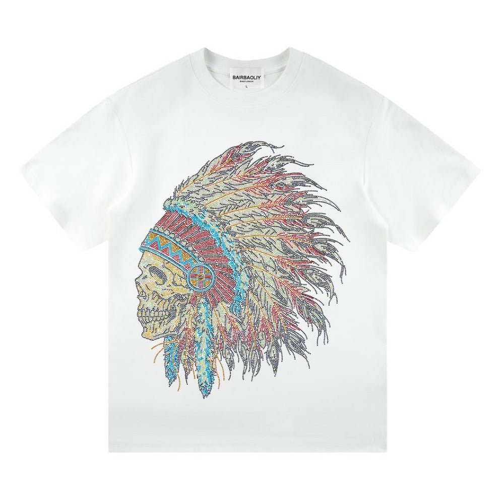 Skull Chief Rhinestone T-Shirt - Thrashink