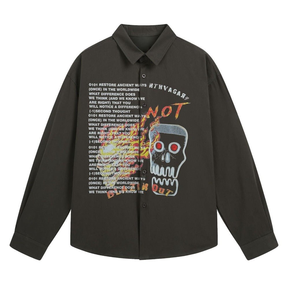 Skull Flame Graphic Shirt - Thrashink