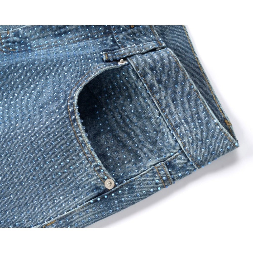 Sparkling Rhinestone Studded Jeans - Thrashink