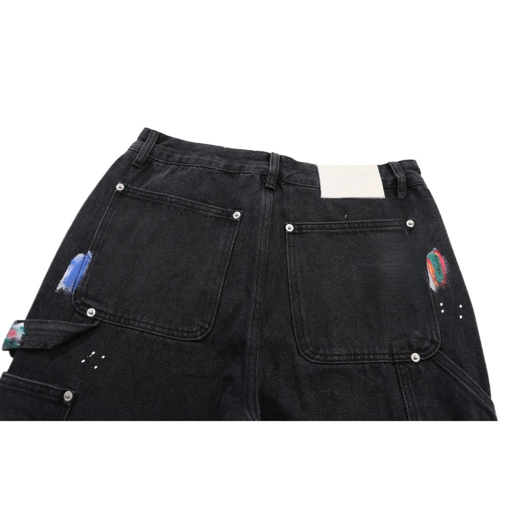 Splatter Painted Patchwork Flared Jeans - Thrashink