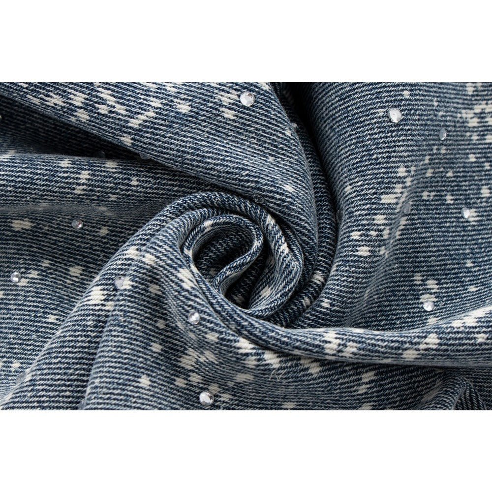 Spray - painted Rhinestone Washed Wide - leg Jeans - Thrashink