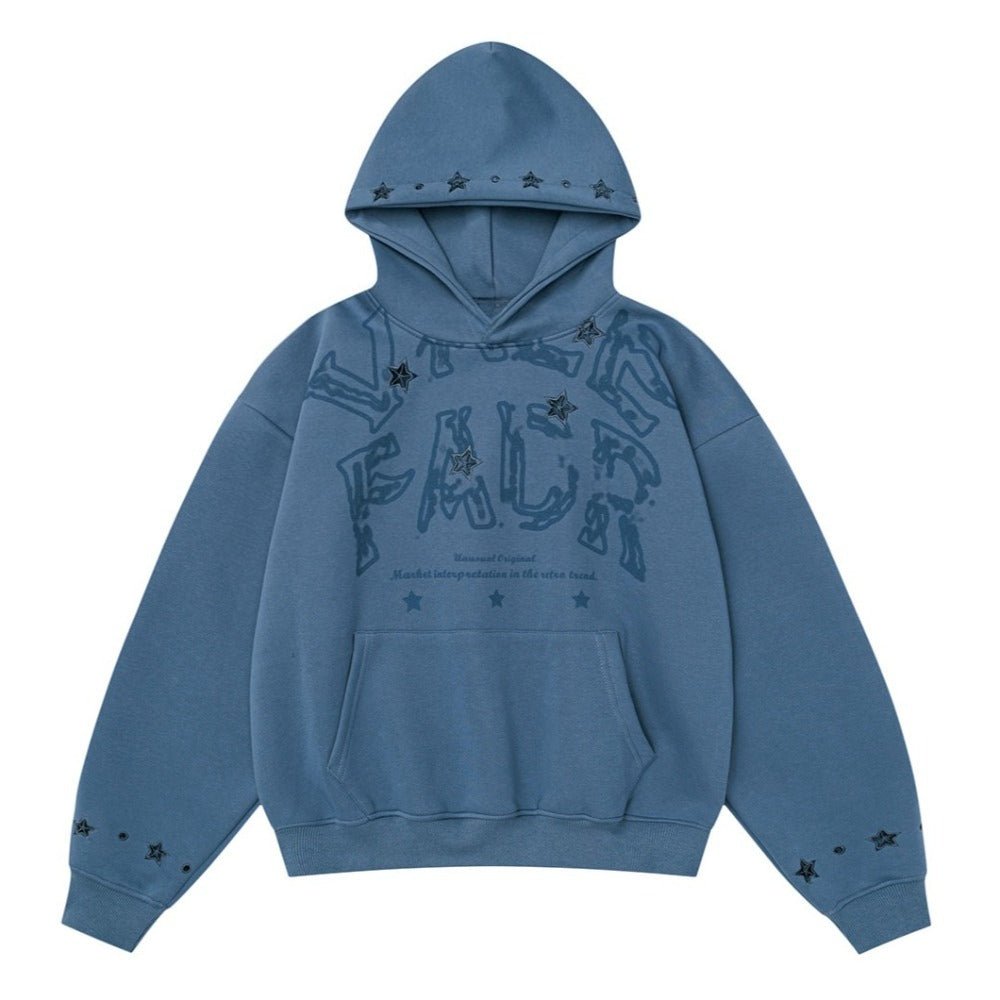 Star - Embellished Graphic Print Hoodie - Thrashink