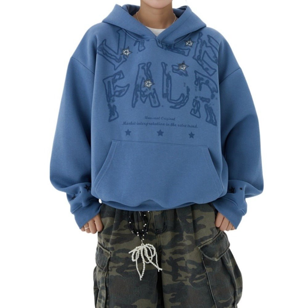Star - Embellished Graphic Print Hoodie - Thrashink