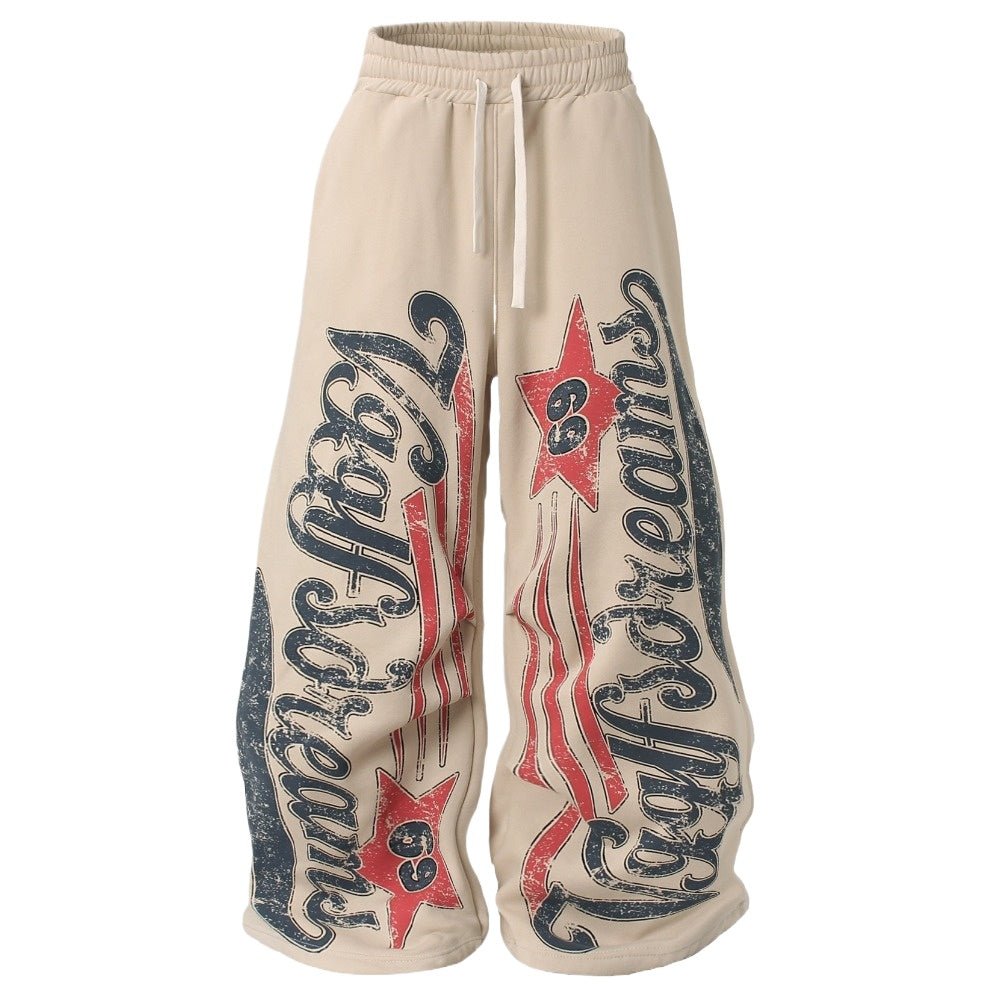 Star Letter Graphic Baggy Sweatpants - Thrashink