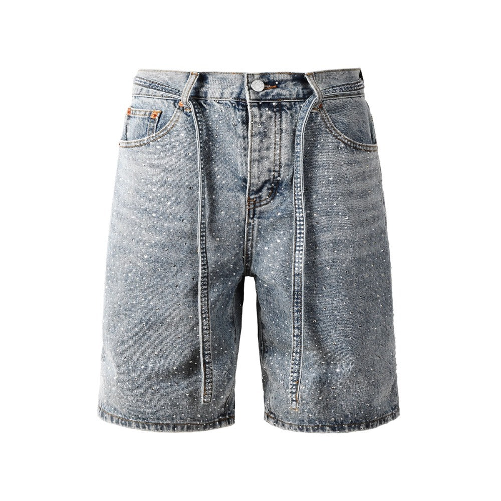 Starry Full Rhinestone Belt Denim Shorts - Thrashink