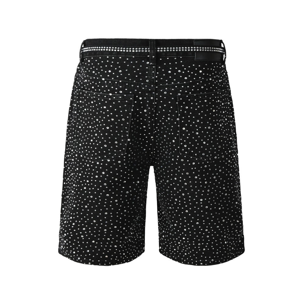 Starry Full Rhinestone Belt Denim Shorts - Thrashink