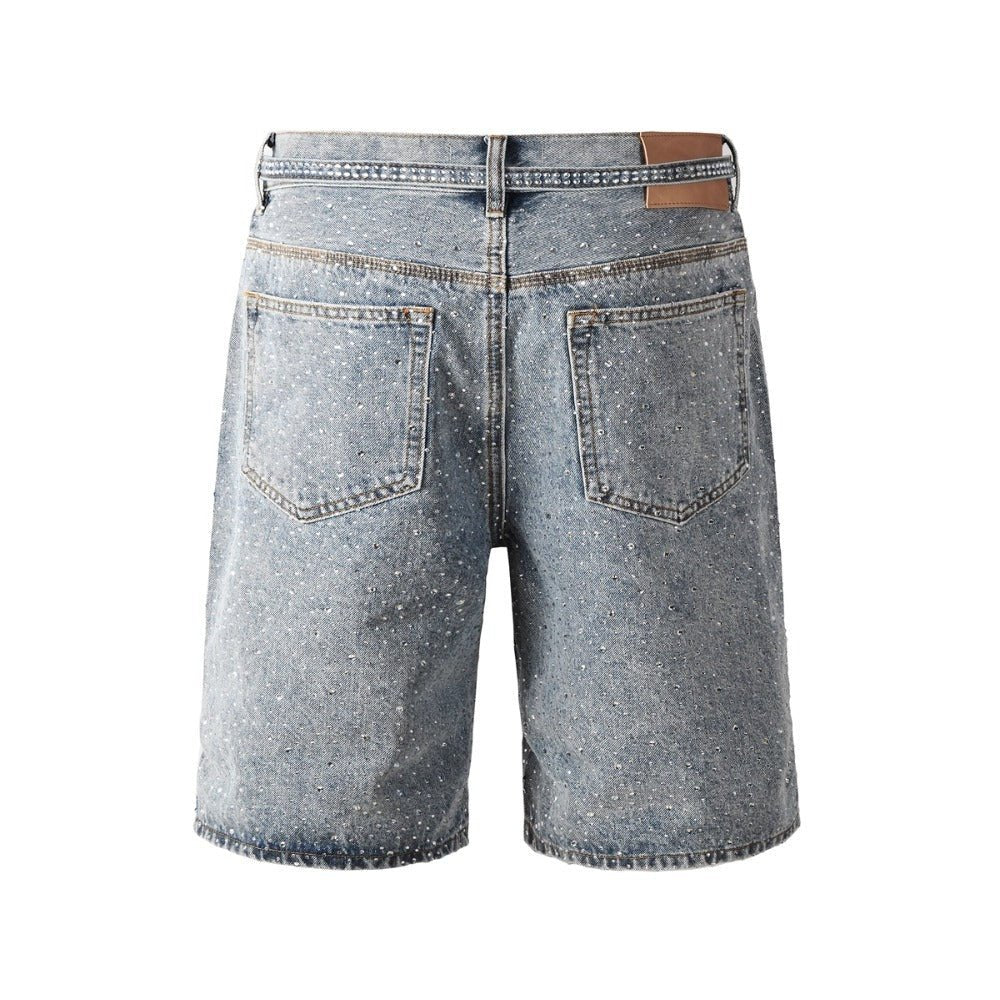 Starry Full Rhinestone Belt Denim Shorts - Thrashink
