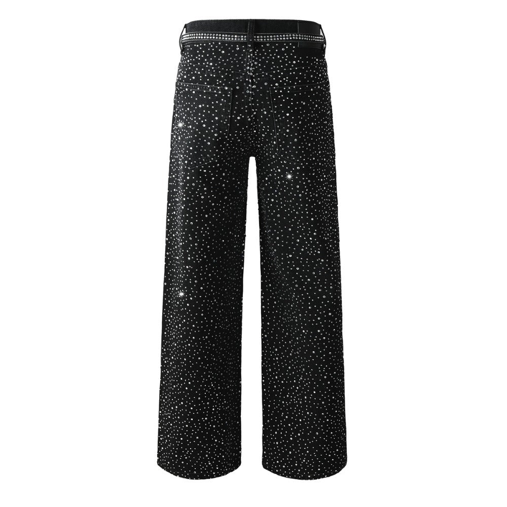 Starry Full Rhinestone Belt Jeans - Thrashink