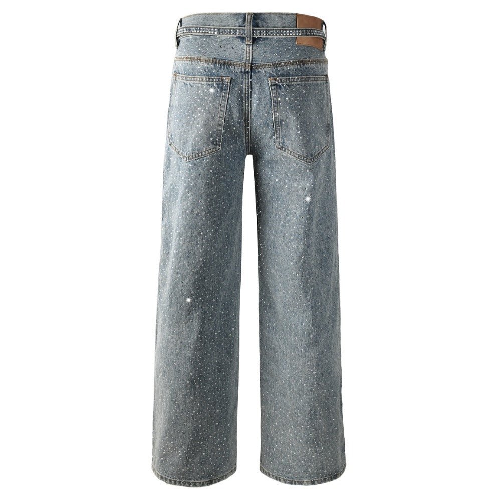 Starry Full Rhinestone Belt Jeans - Thrashink