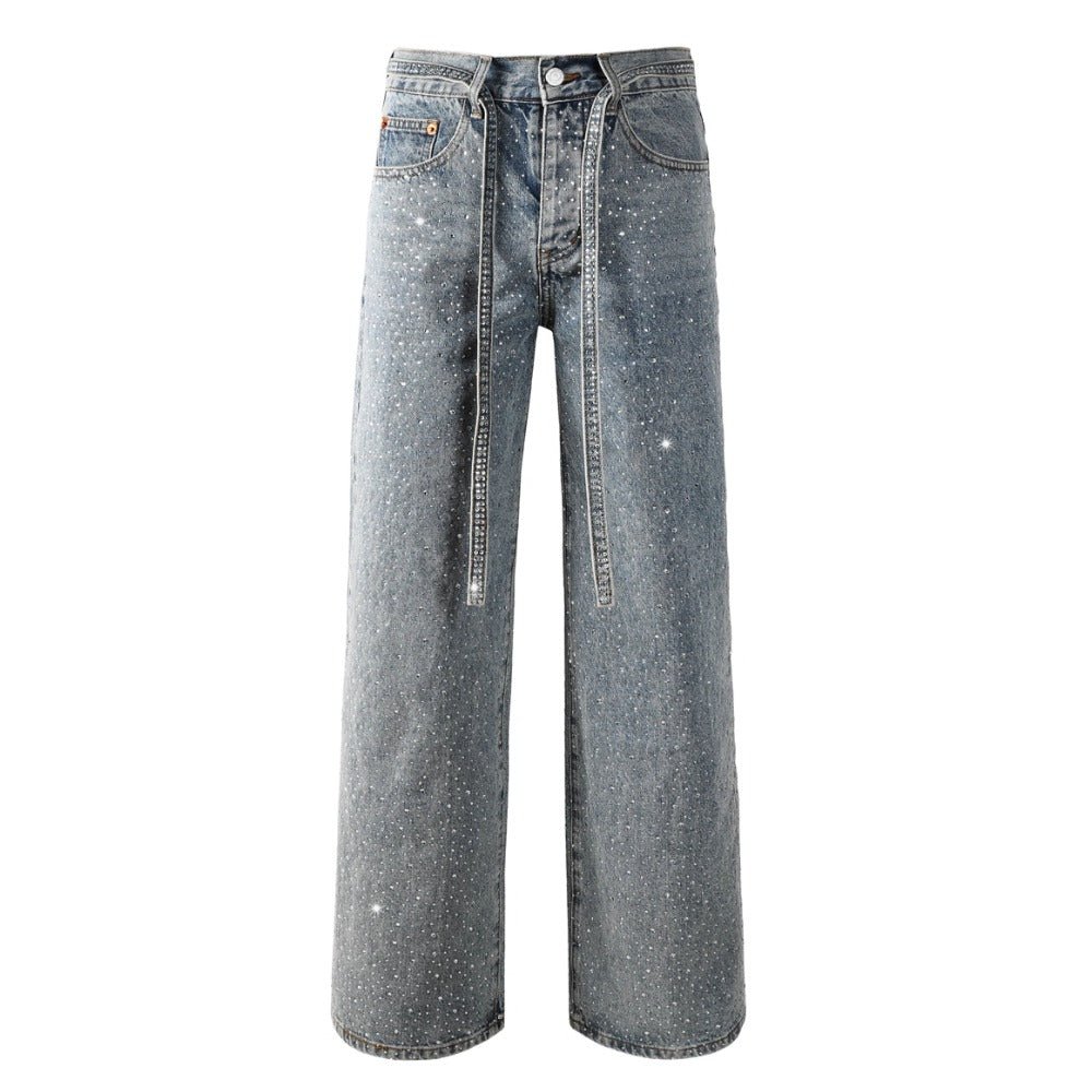 Starry Full Rhinestone Belt Jeans - Thrashink